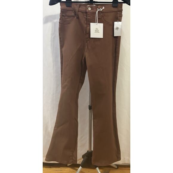 NWT Pistola Lennon High Waisted Cropped Boot Cut in Coated Cognac Size 27 - Picture 1 of 9